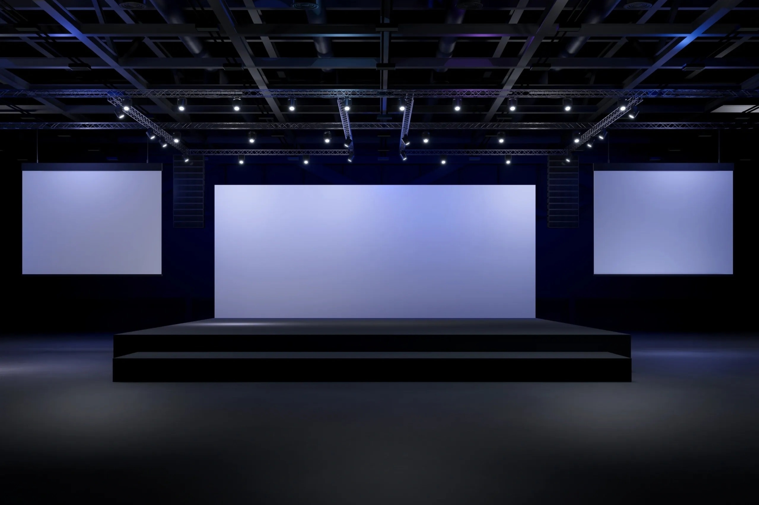 Professional AV equipment setup at corporate event